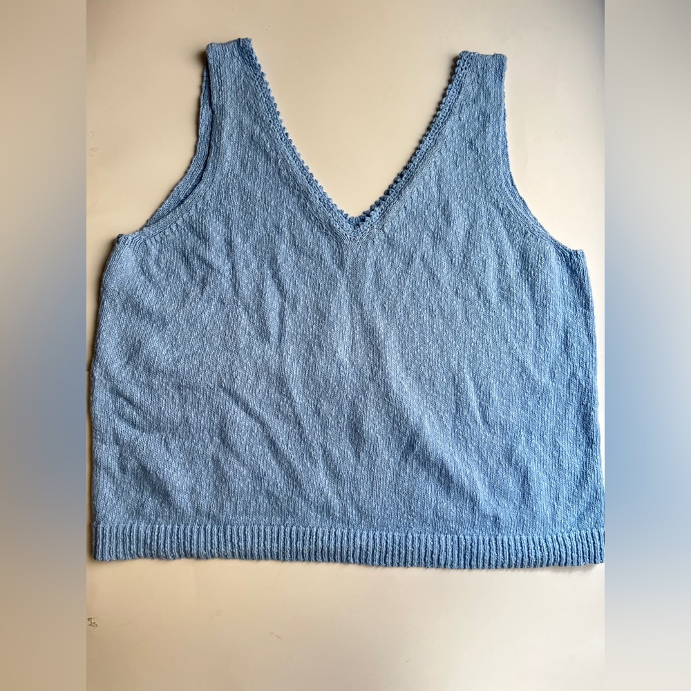 Light Blue Sleeveless Hand Knit Top